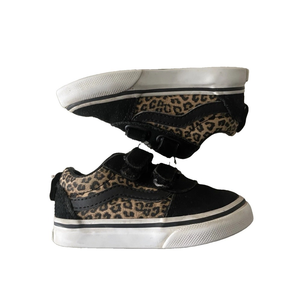 Vans Old Skool Girls Leopard Print Sneakers Shoes Toddler Size 6 Hook And Loop